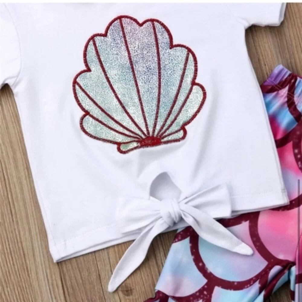 Mermaid Summer Kids Two Piece Matching Set Boho Flare Mini Me Mama & Me Cute 4T
